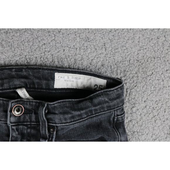 Rag and Bone Jeans Womens 25 Black High Rise Ankle Skinny Distressed Denim - Picture 3 of 8
